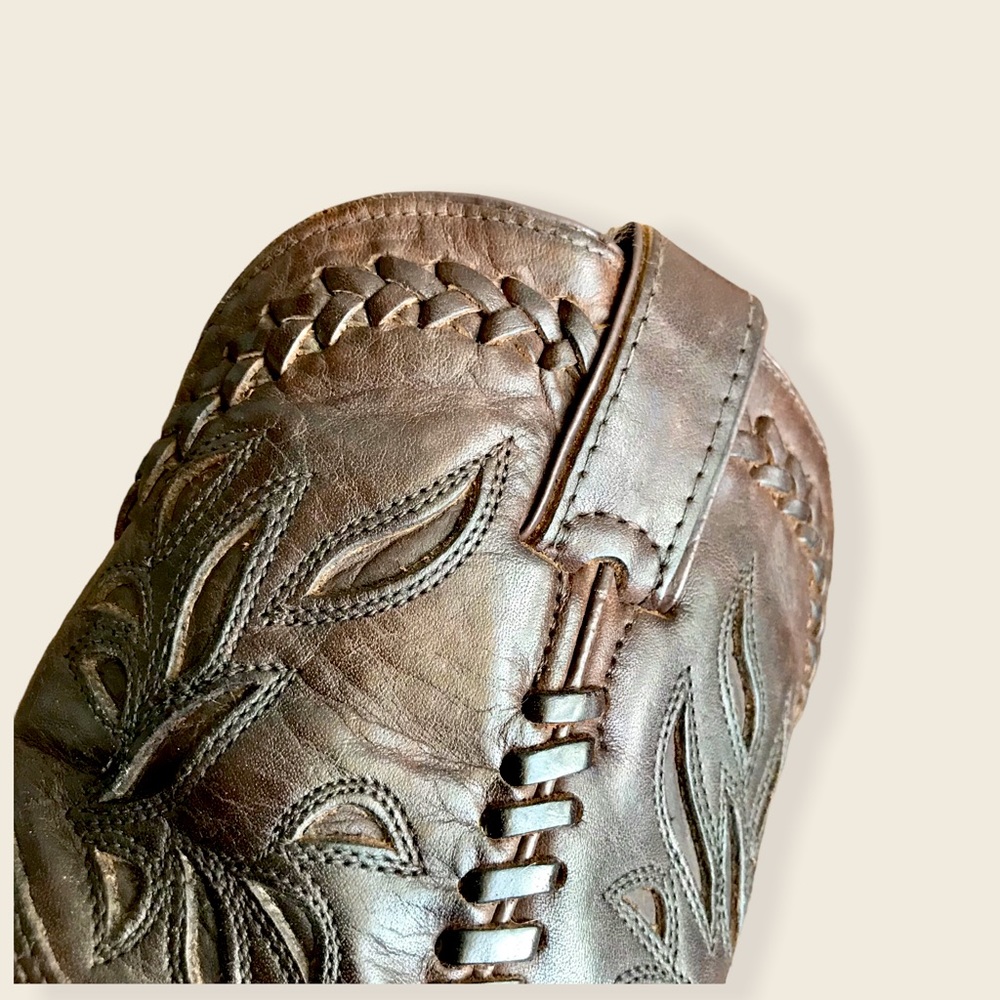 RARE Frye Wyatt Overlay Brown Leather Short Western/Southern Festival CowboyBoot - Picture 10 of 13